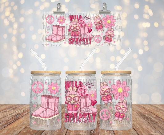Wild Child With Sparkly Vibes 16 oz Glass Wraps