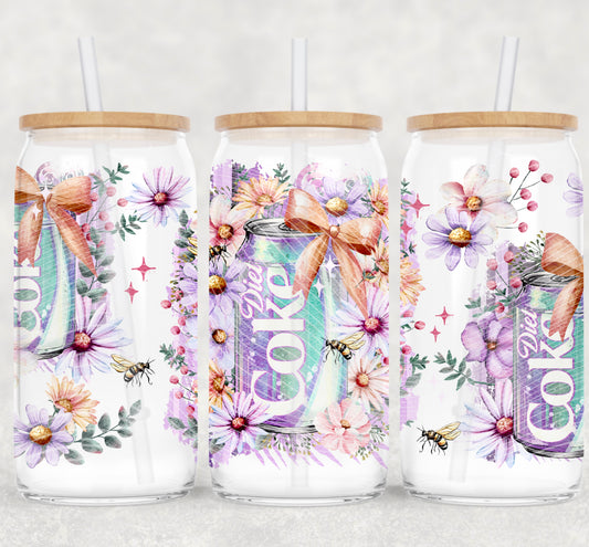 Watercolor Diet Cola 16 oz Glass Wraps