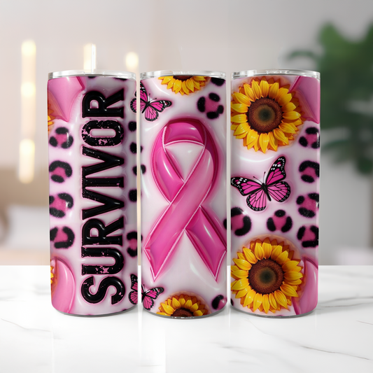 Pink Ribbon Survivor Tumbler Wrap