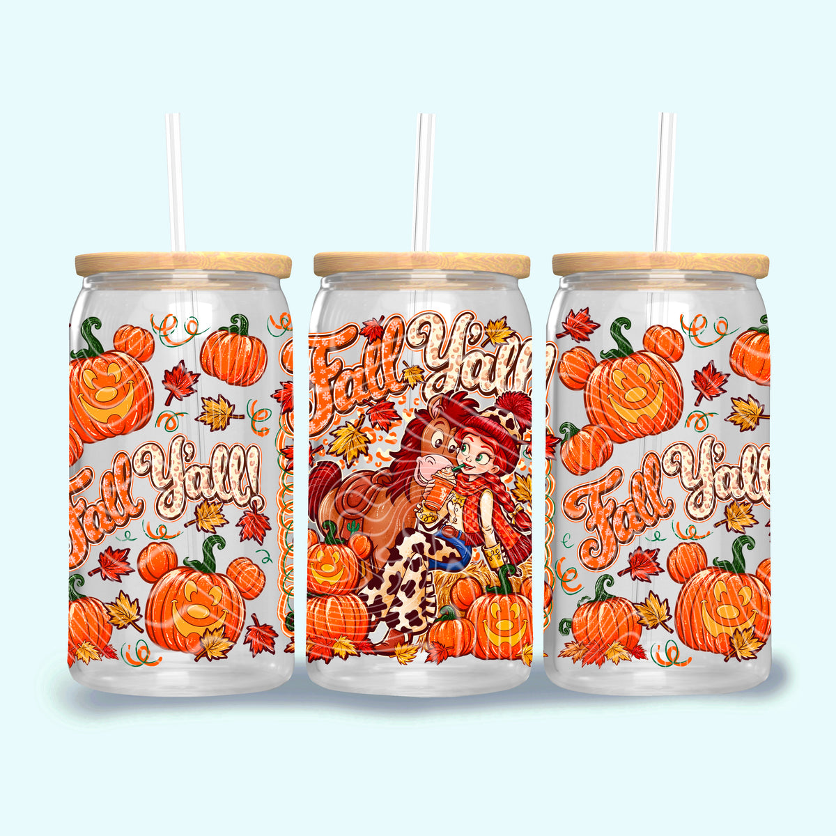 Fall Y’all 16 oz Glass Wrap