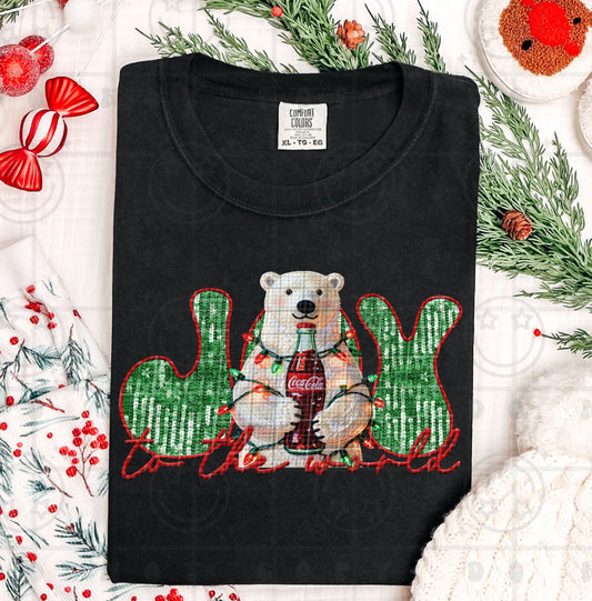 Joy To The World Cola (Faux Sequin Embroidery) DTF Prints