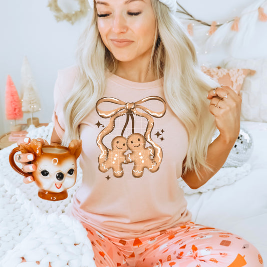 Gingerbread Bow Cherries DTF Prints