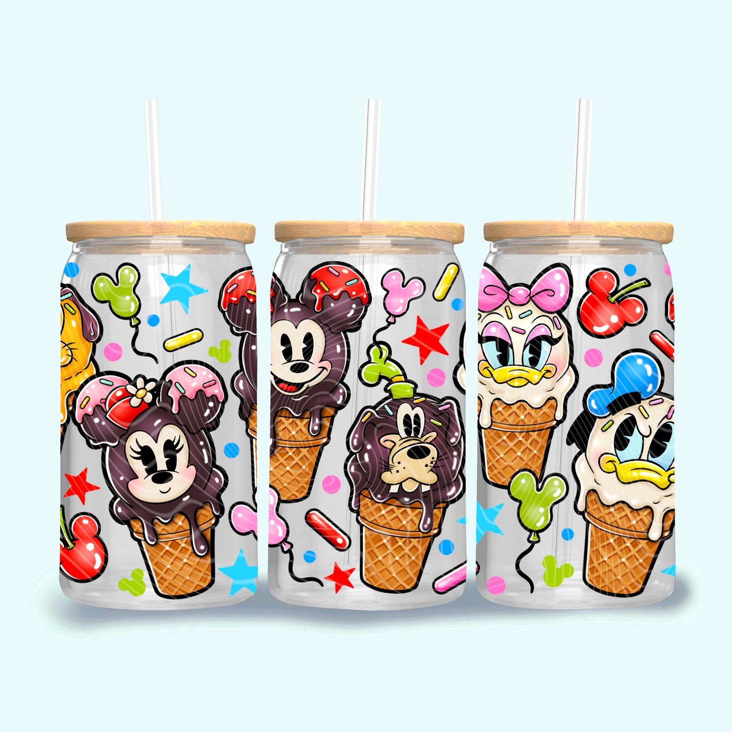 Mouse & Friends Ice Cream 16 oz Glass Wrap