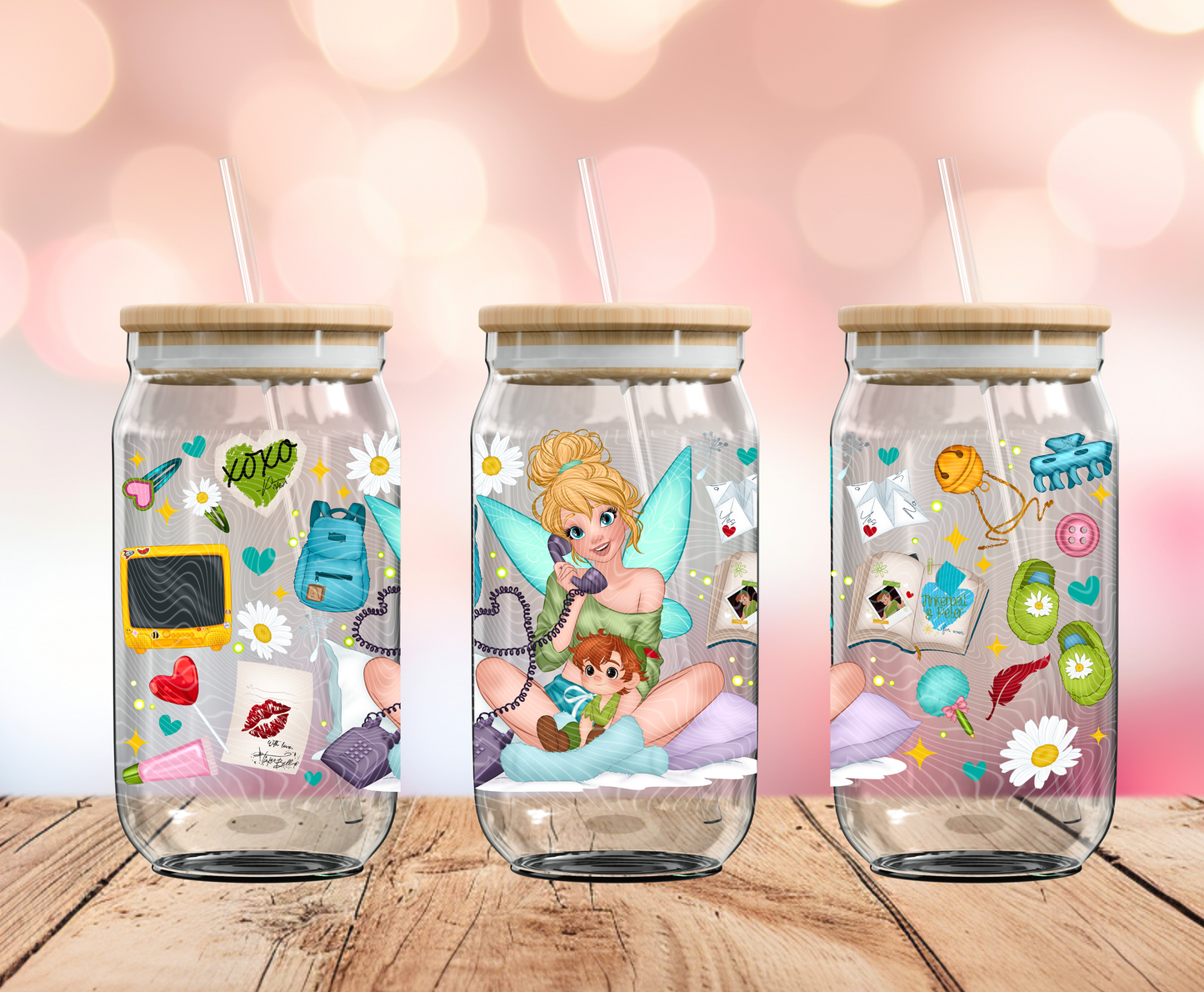 Princess Tink Valentine 16 oz Glass Wraps