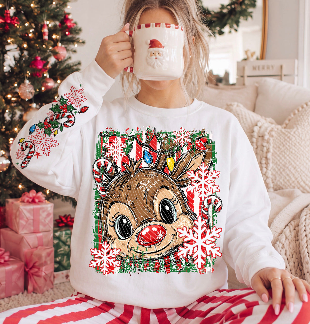 Reindeer Red Style DTF Print