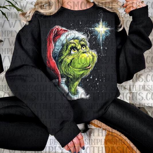 Grinch Christmas Star (Color) DTF Print