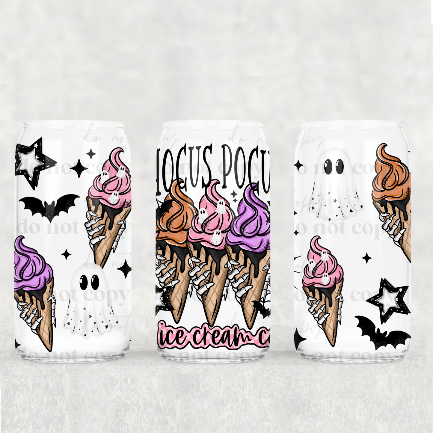 Hocus Ice Cream Co 16 oz Glass Wraps