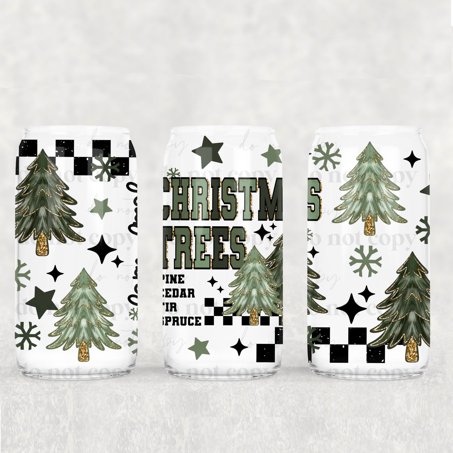 Farm Fresh Christmas Trees 16 oz Glass Wraps