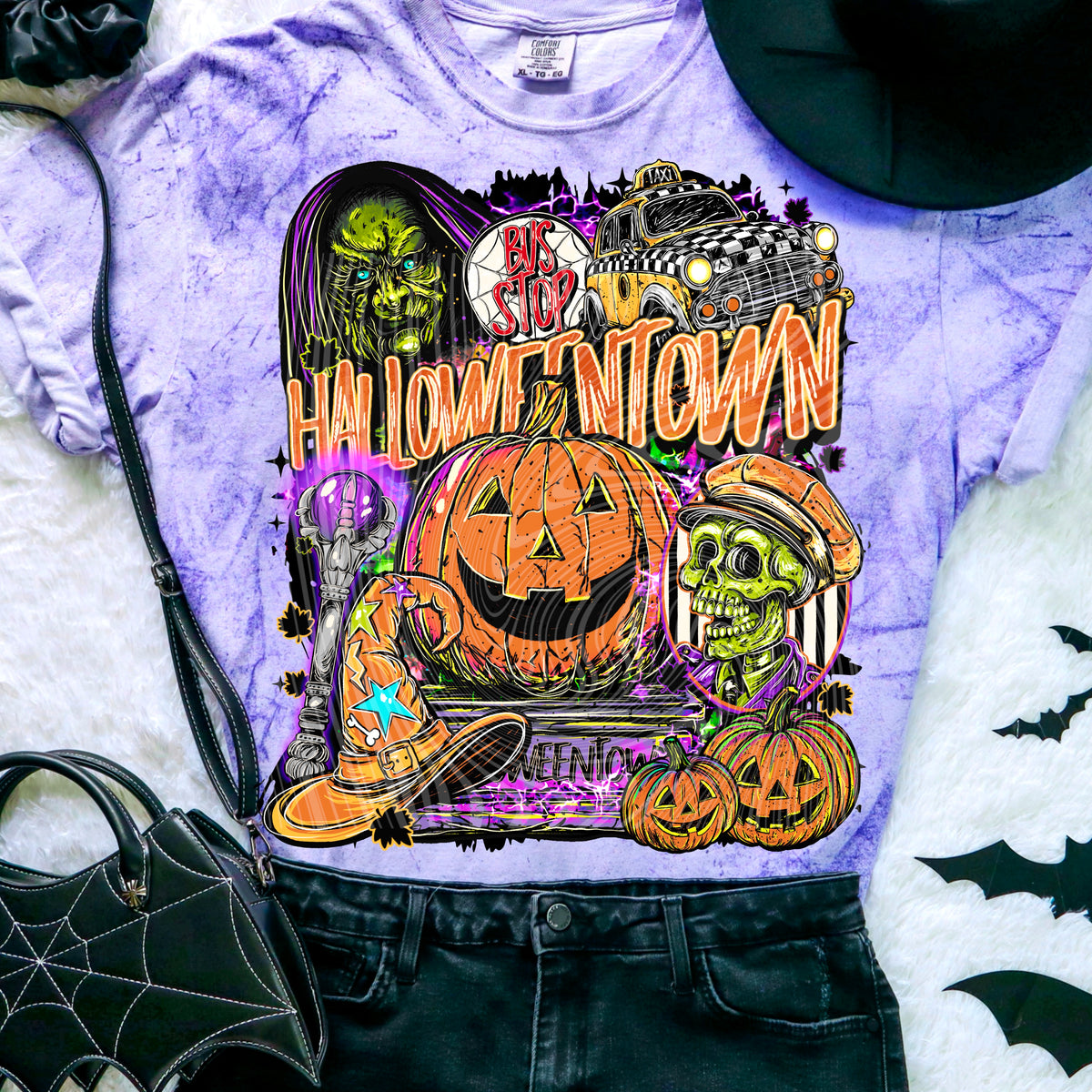 Halloween Town Bus Stop DTF Print