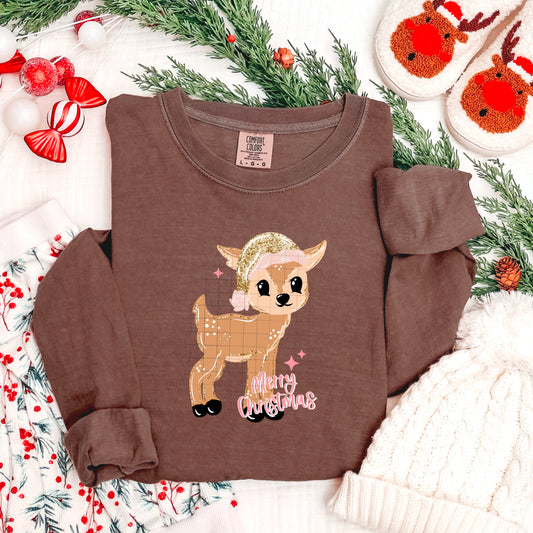 Merry Christmas Glitter Reindeer DTF Prints