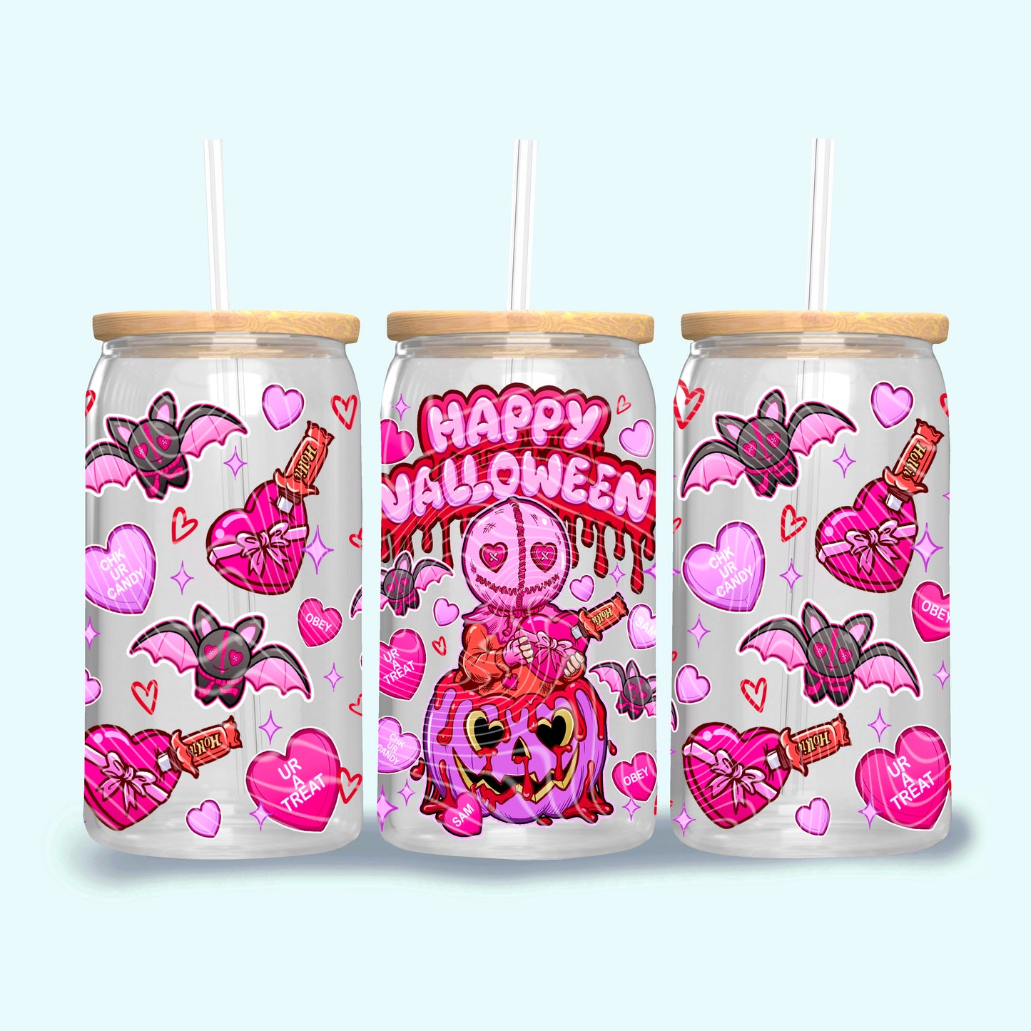 Happy Valloween 16 oz Glass Wraps