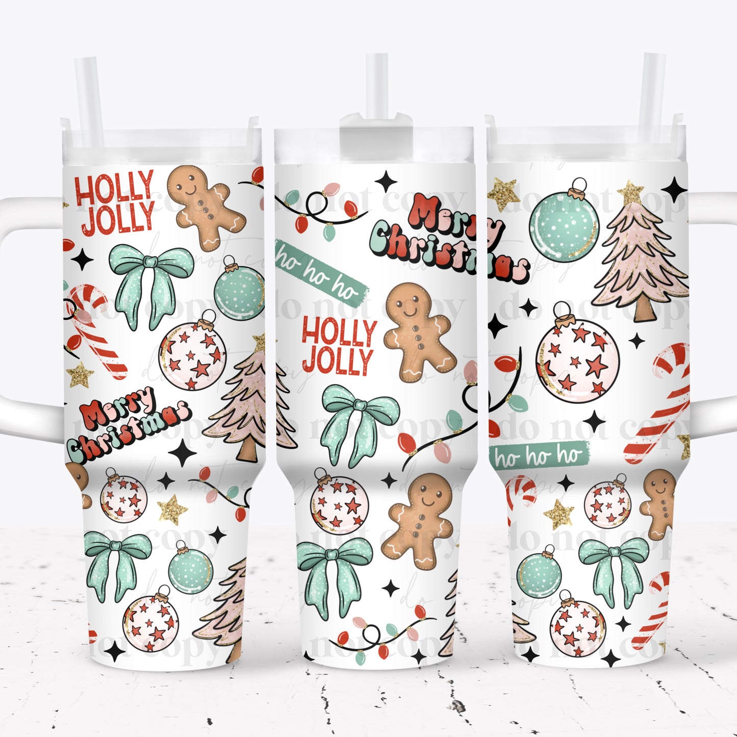 Holly Jolly Merry Christmas 40 oz Tumbler Print