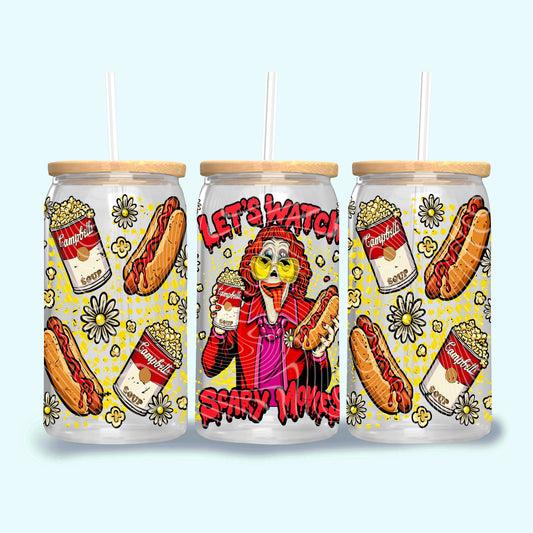 Let’s Watch Scary Movies 16 oz Glass Wrap