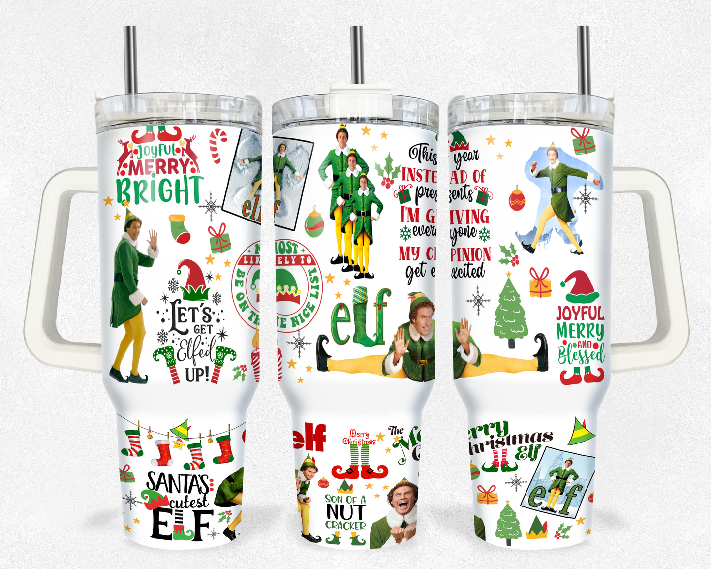 Christmas Buddy Elf Collage 40 oz Tumbler Prints