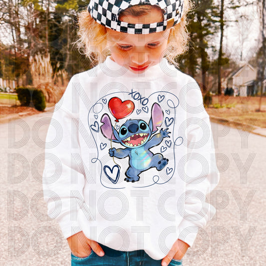 XOXO Stitch Valentine DTF Prints