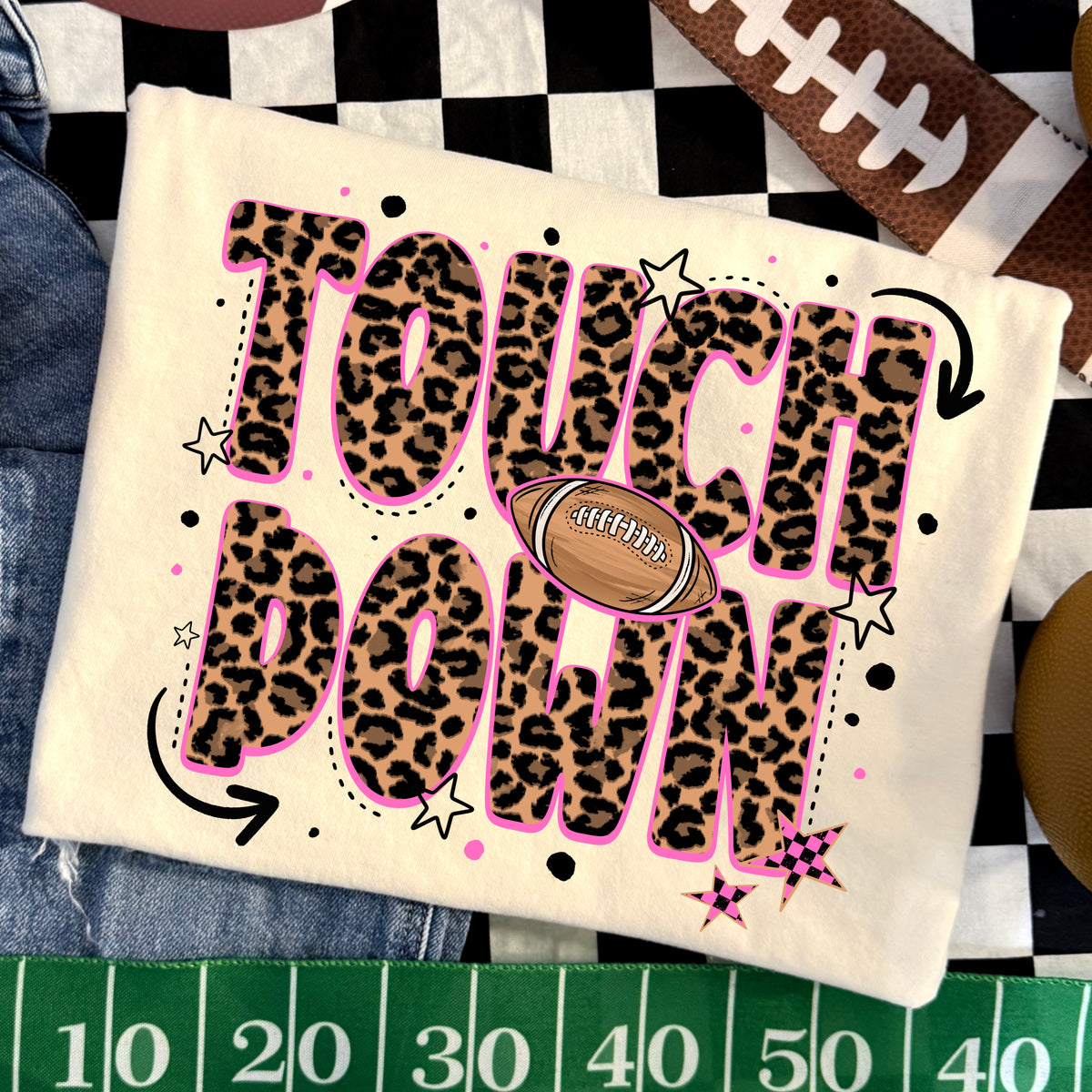 Touch Down Football (Pink Leopard) DTF Print