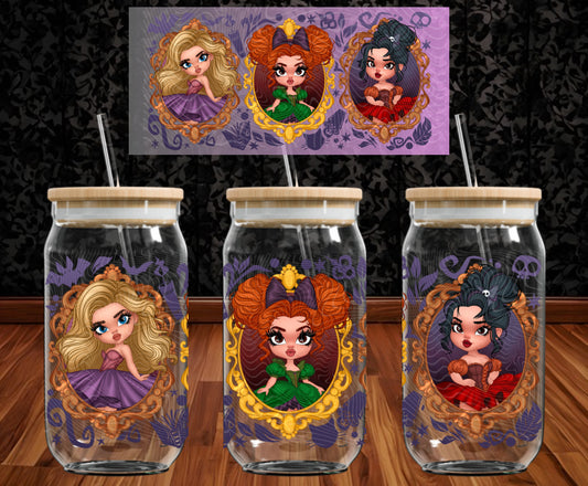 Halloween Hocus Frames 16 oz Glass Wraps