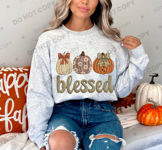 Blessed Pumpkin (Faux Embroidery) DTF Print