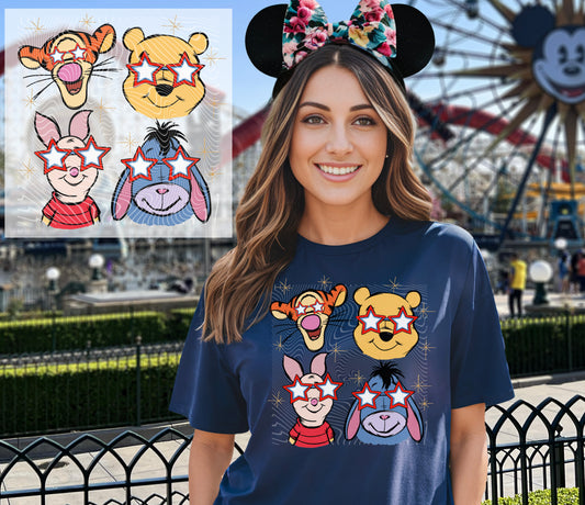 4TH with Pooh & Friends DTF Print