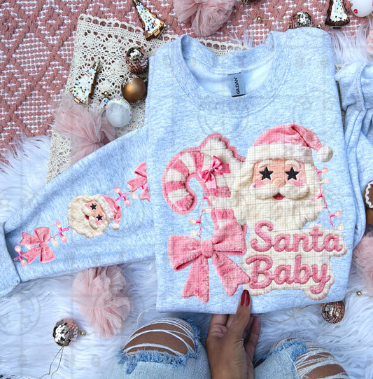 Faux Fur Pink Santa Baby DTF Prints