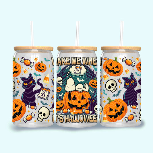 Wake Me When It’s Halloween 16 oz Glass Wrap