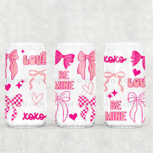 Pink Coquette Valentine 16 oz Glass Wraps