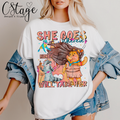 She Goes Wherever The Honey Takes Her DTF Print