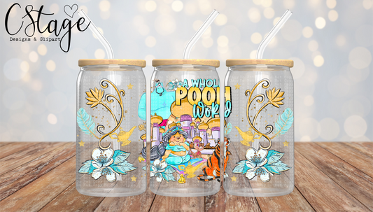 A Whole Pooh World 16 oz Glass Can Wraps