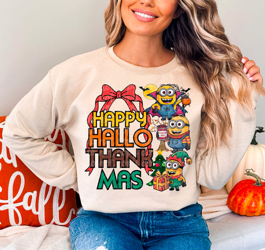 Happy Hallo-Thank-Mas Minions DTF Prints