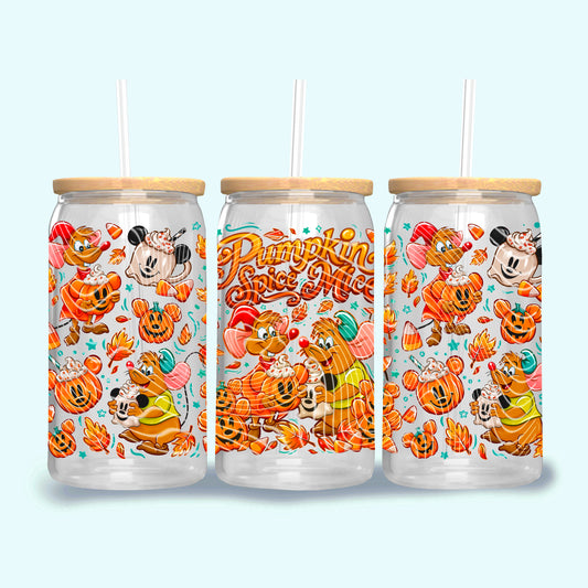 Pumpkin Spice Mice 16 oz Glass Wraps