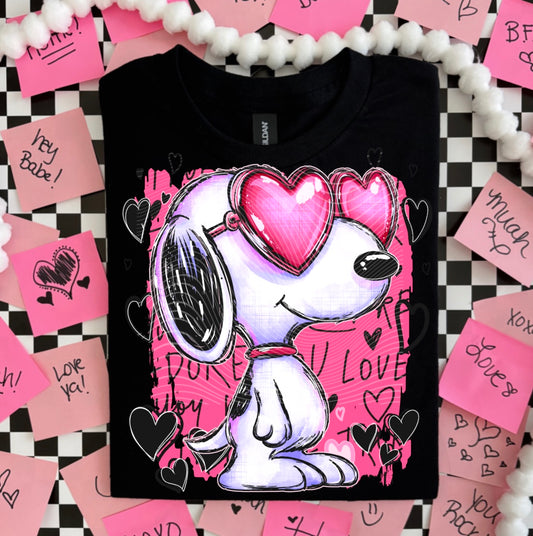 Black Hearts Snoopy DTF Prints