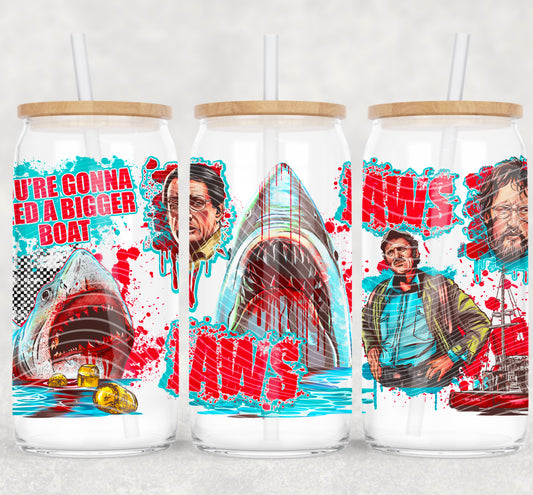 Jaws 16 oz Glass Can Wraps