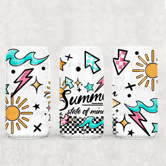 Summer State Of Mind 16 oz Glass Wraps
