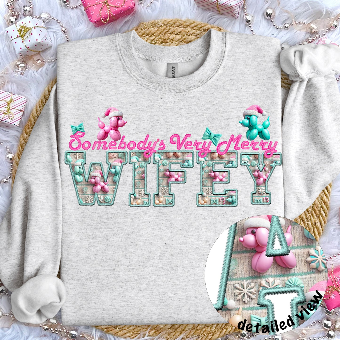 Somebody’s Very Merry Collection Faux Embroidery DTF Print