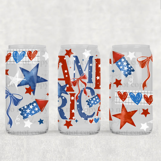 America 16 oz Glass Wrap