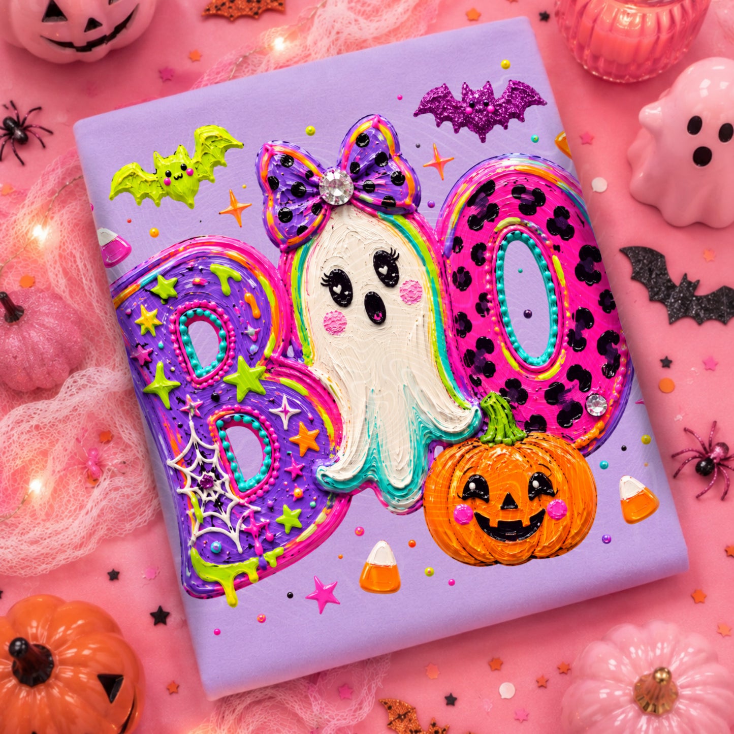 Neon Boo Ghost (Realistic Paint) DTF Print