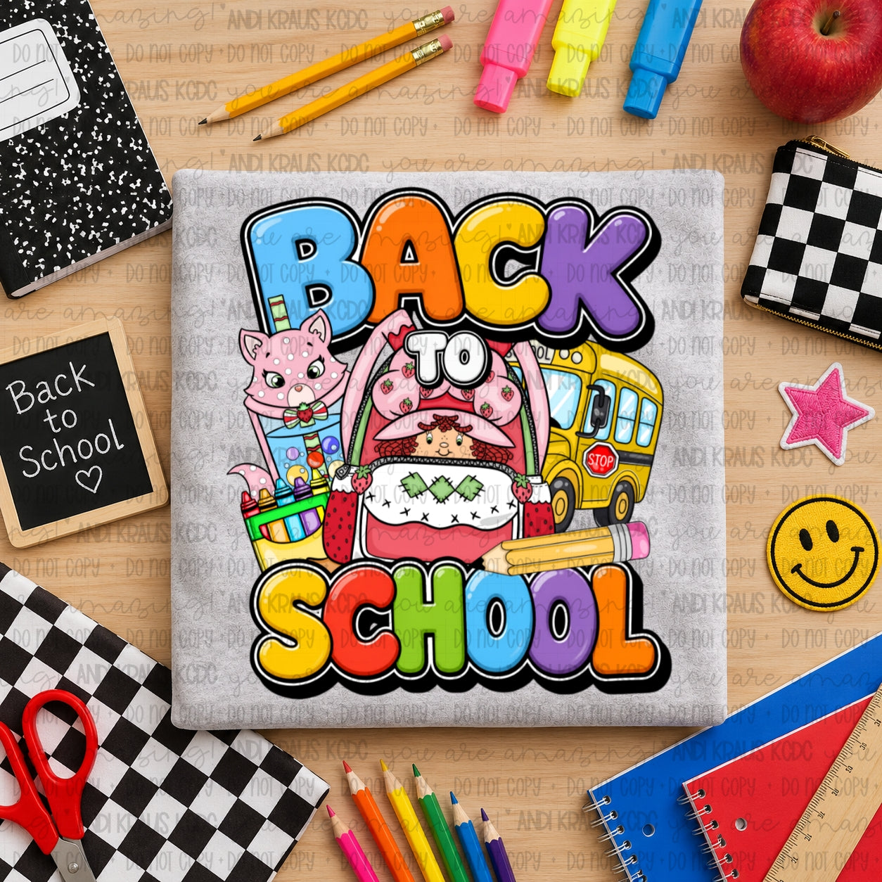 Back To School Strawberry Shortcake DTF Print