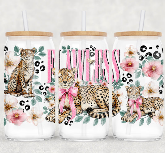 Pink Flawless Cheetah 16 oz Glass Wraps