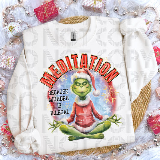 Meditation Grinch DTF Print