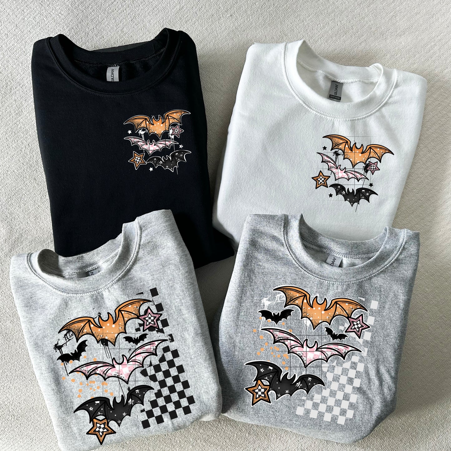 Grunge Patterned Bats DTF Prints
