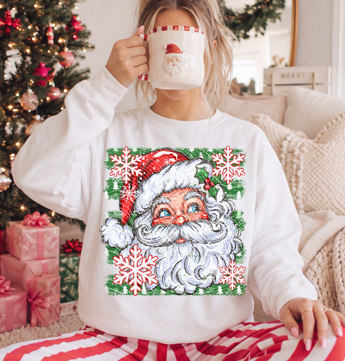 Santa Red Selfie Style DTF Print