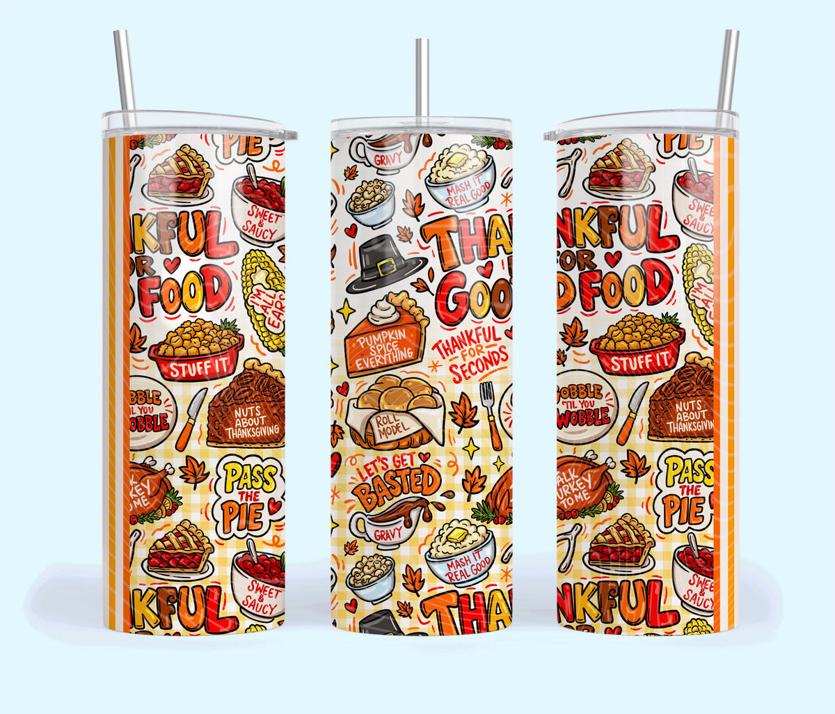 Thankful For Good Food Doodle Tumbler Wrap