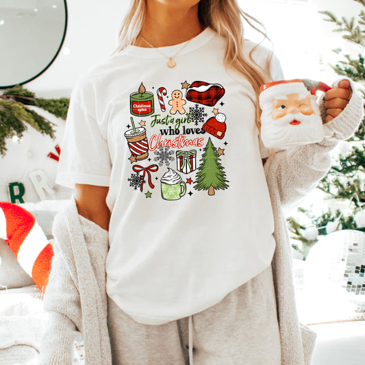 Just A Girl Who Loves Christmas DTF Prints
