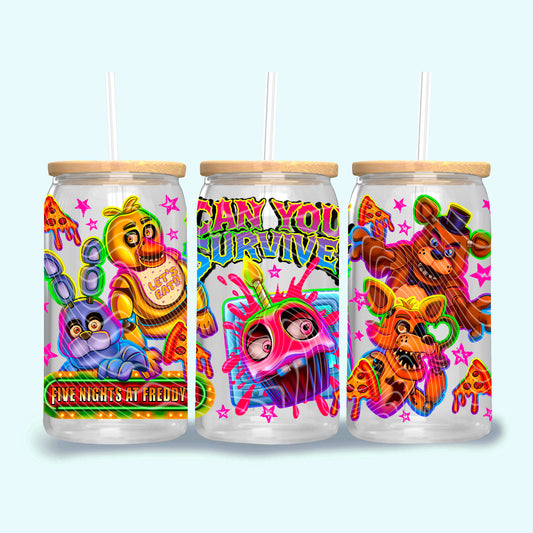 Can You Survive FNAF 16 oz Glass Wraps