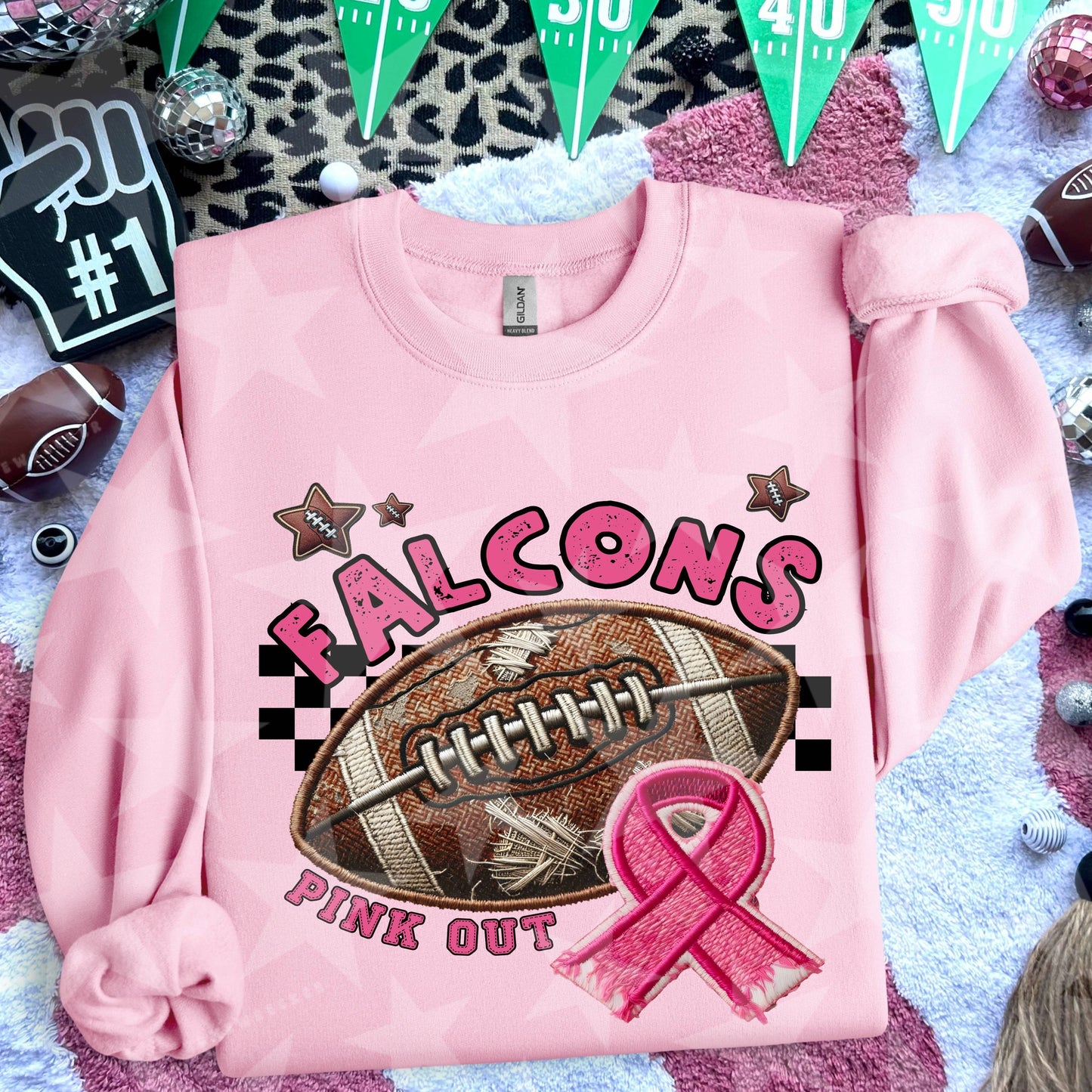 Pink Out Football Font DTF Print