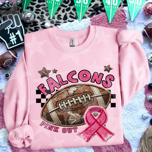 Pink Out Football Font DTF Print