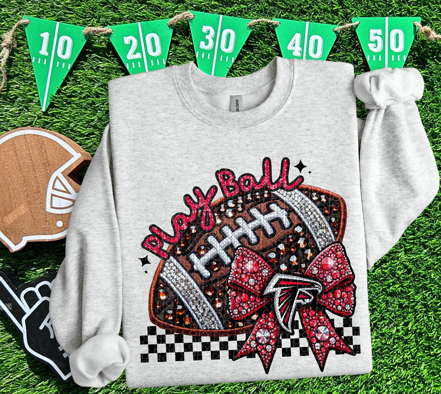 Play Ball Bow Football DTF Print