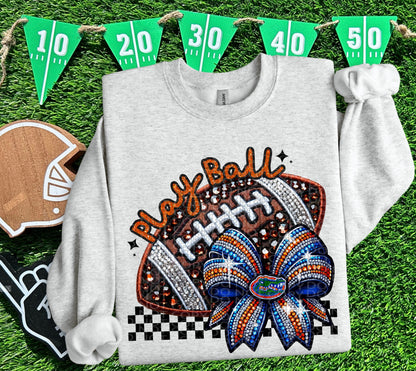 College Play Ball Bow Football DTF Print