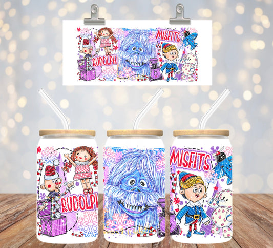 Christmas Bumble Misfits 16 oz Glass Wrap
