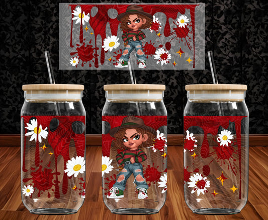 Freddy Horror Girl 16 oz Glass Wraps